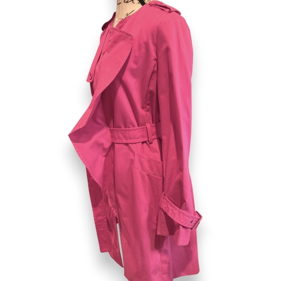 BCBGMAXAZRIA Raspberry Pink Belted Trench Coat – Size M - Picture 8 of 12